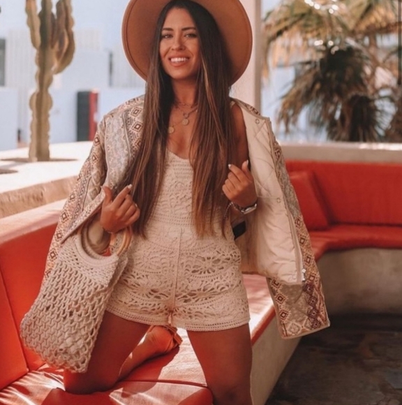 Zara Pants - Zara Crocheted Knit crochet Jumpsuit Romper beach up blogger favorite